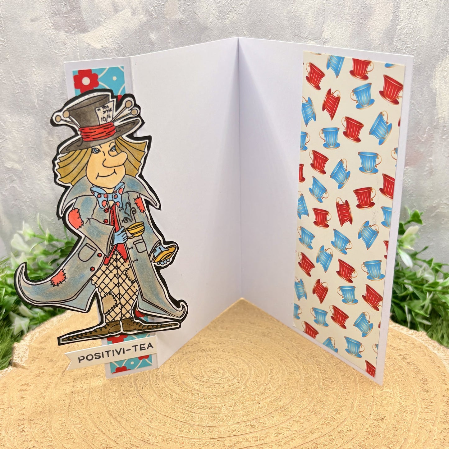 Crazy Hatter Sending Positivi-tea Character Handmade Card-2