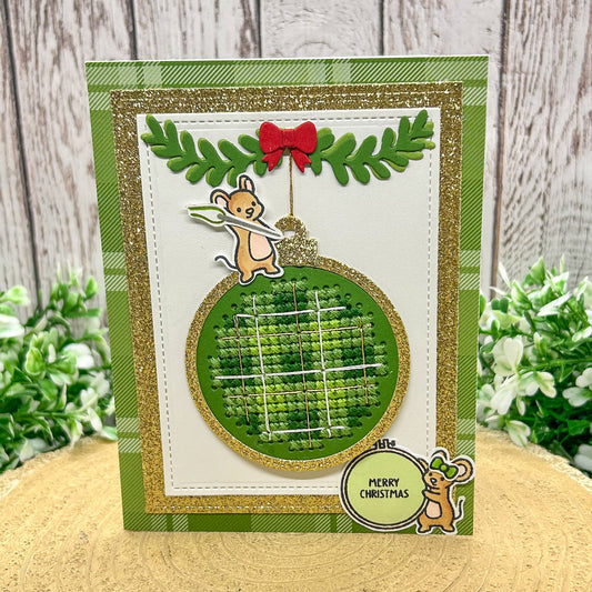 Cross Stitched Bauble Handmade Christmas Card