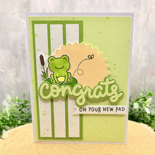 Cute Frog Congrats on Your New Pad Handmade New Home Card-1