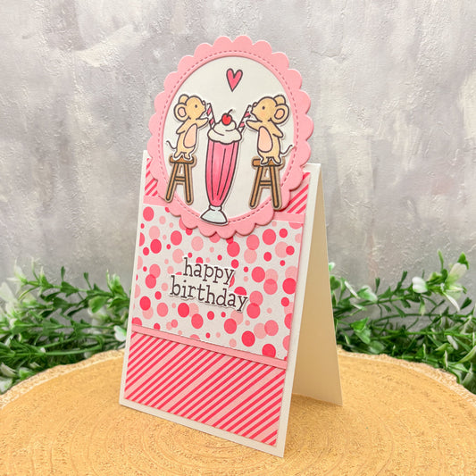 Cute Mice Eating Sundae Handmade Birthday Card-1