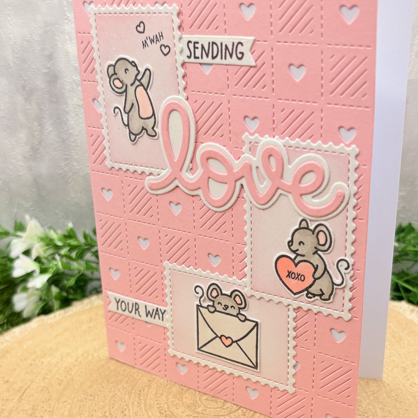 Cute Mice Sending Love Handmade Valentine's Day Card-2