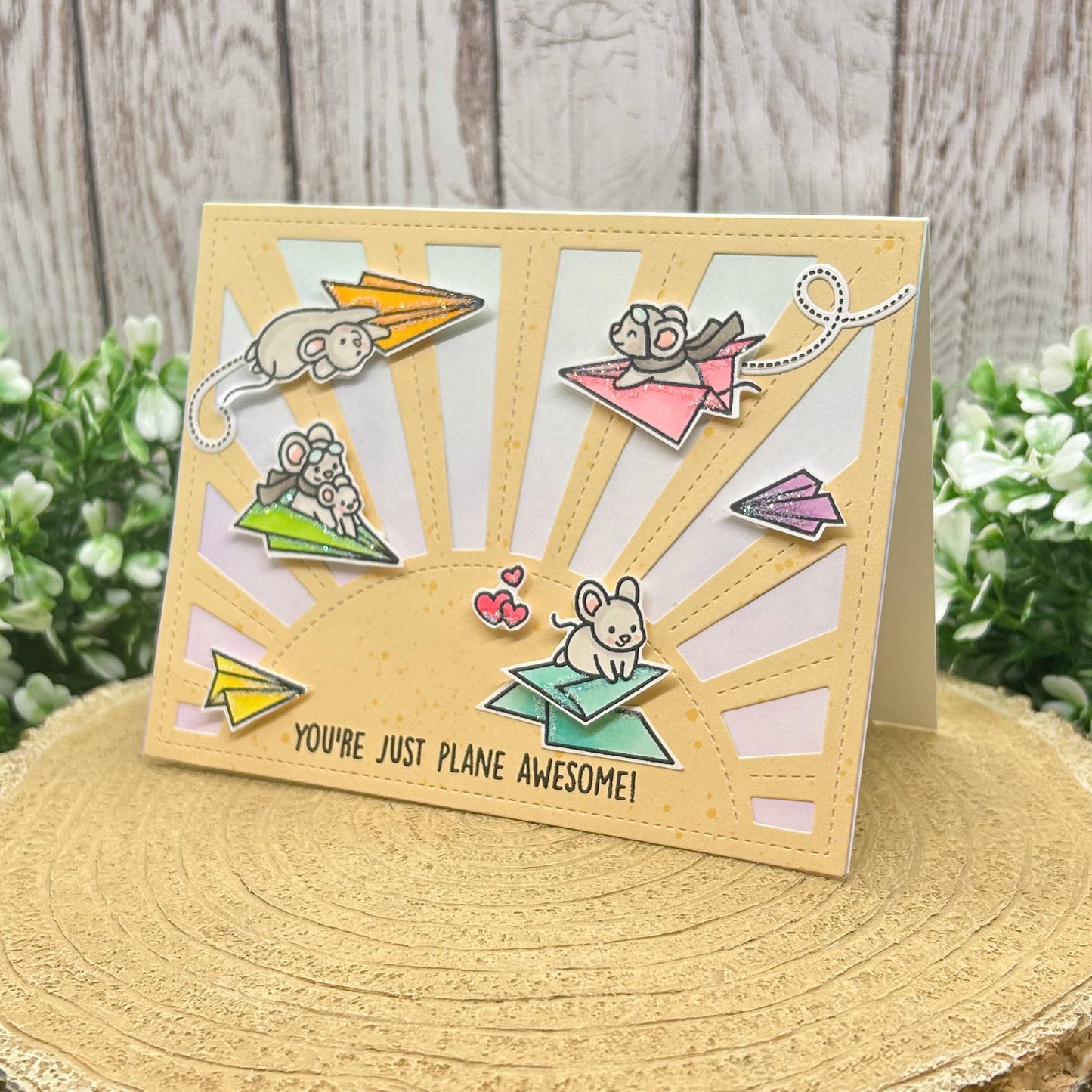 Cute Mice You're Plane Awesome Handmade Card-1