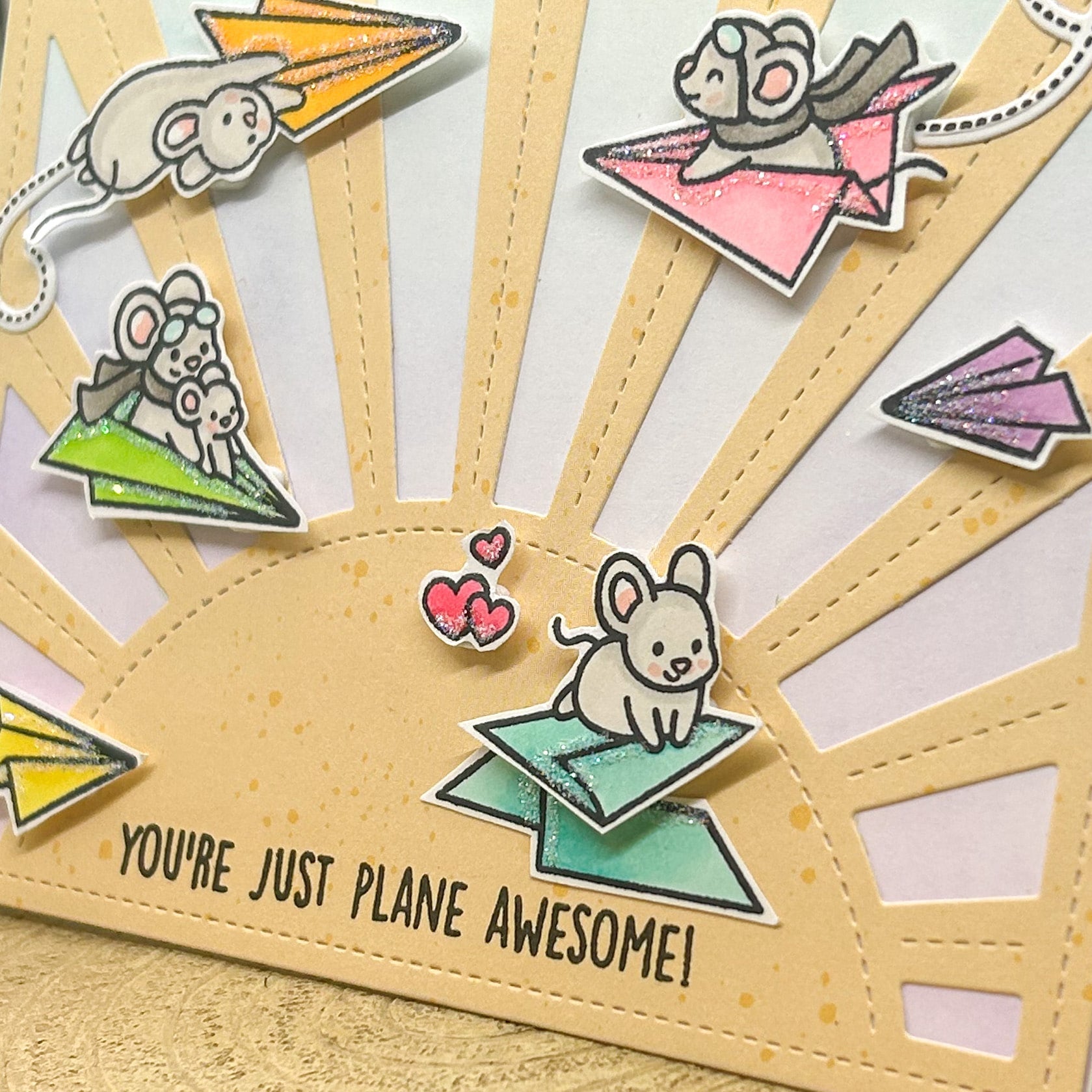 Cute Mice You're Plane Awesome Handmade Card-2