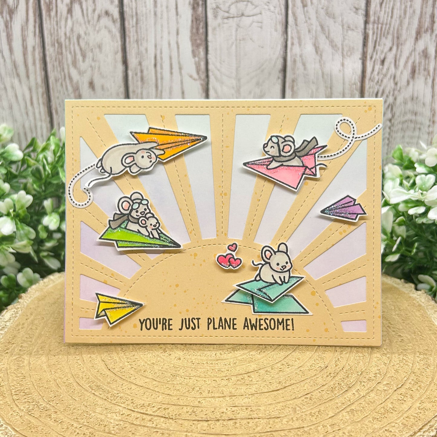 Cute Mice You're Plane Awesome Handmade Card