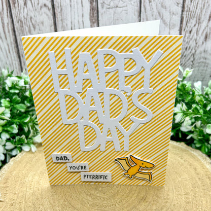 Dad You're Pterrific Yellow Dino Handmade Father's Day Card-1