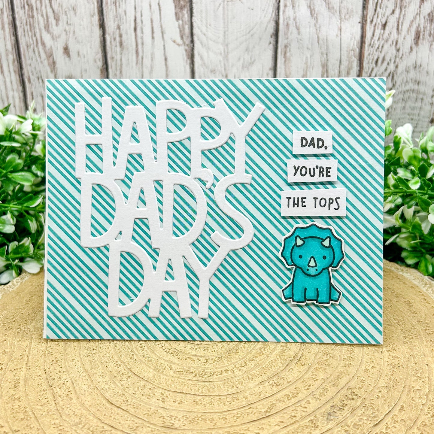Dad You're The Tops Dino Handmade Father's Day Card