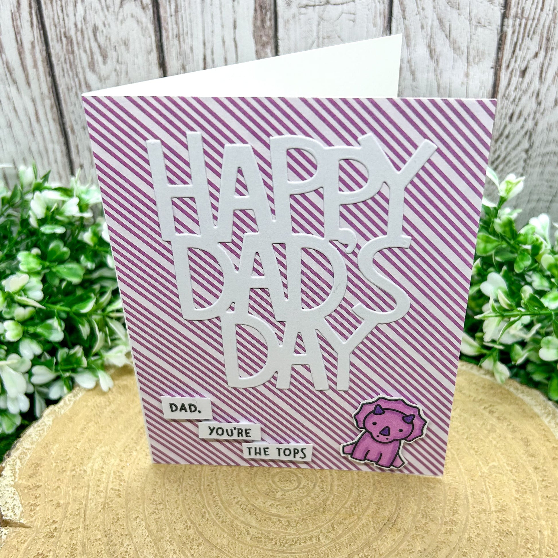 Dad You're The Tops Purple Dino Handmade Father's Day Card-1