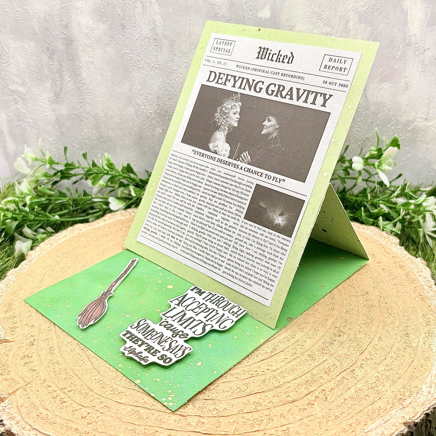 Defying Gravity Newspaper Standing Handmade Character Card-1