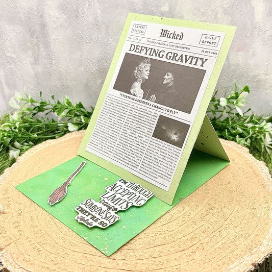 Defying Gravity Newspaper Standing Handmade Character Card-1