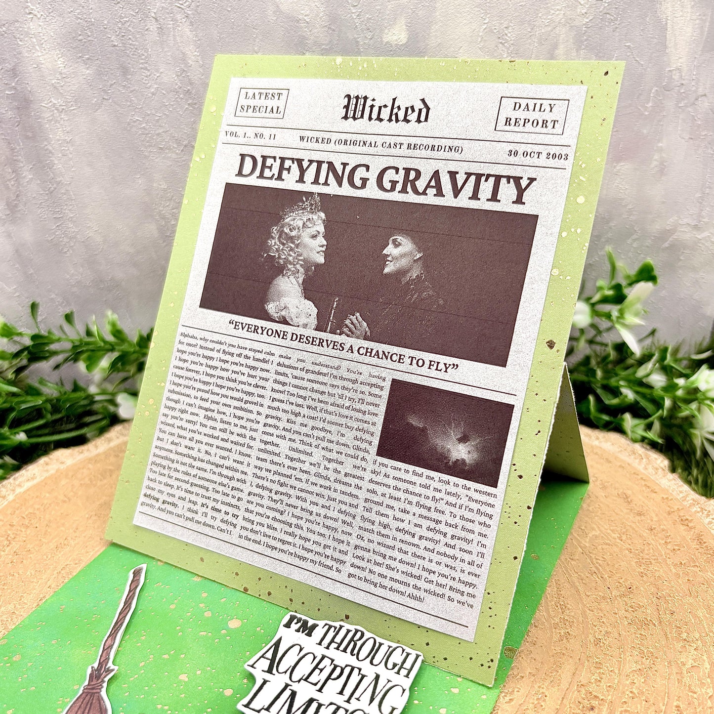 Defying Gravity Newspaper Standing Handmade Character Card-2