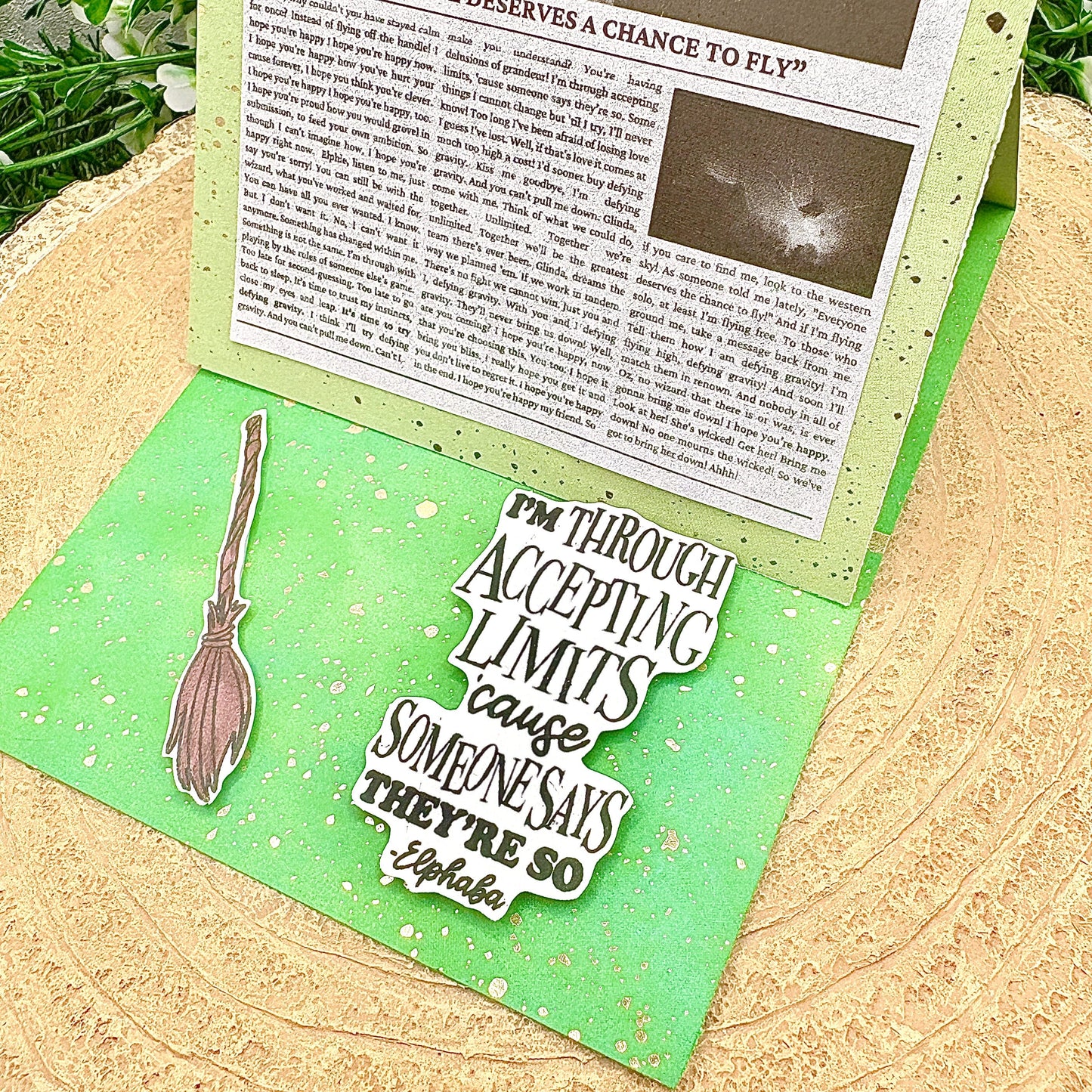 Defying Gravity Newspaper Standing Handmade Character Card-3