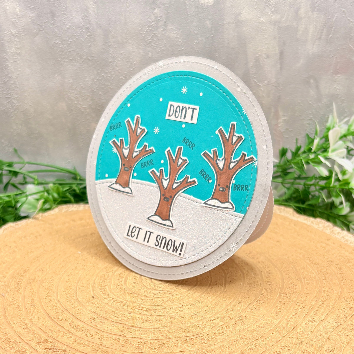 Don't Let It Snow Mini Circle Handmade Christmas Card-1