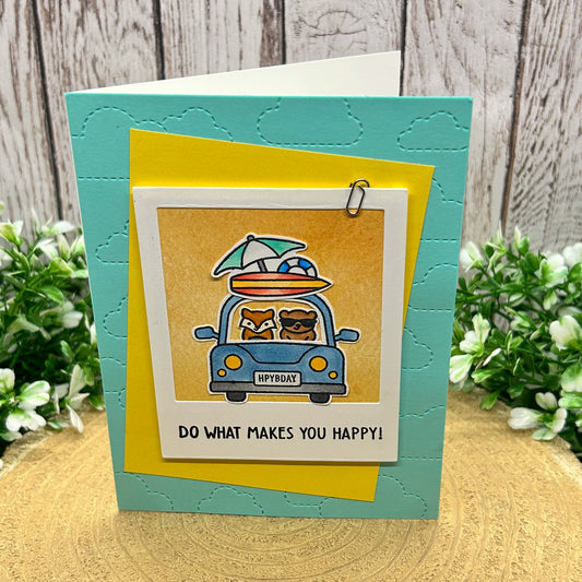 Driving Animals Photo Scene Handmade Birthday Card-1