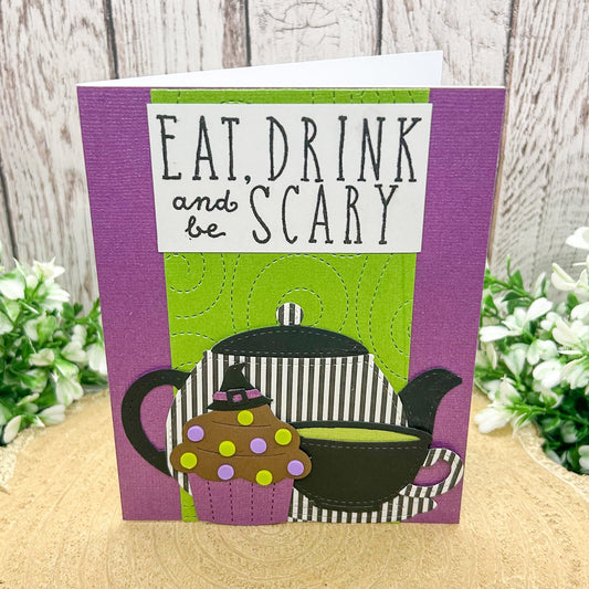 Eat, Drink, Be Scary Handmade Halloween Card-1