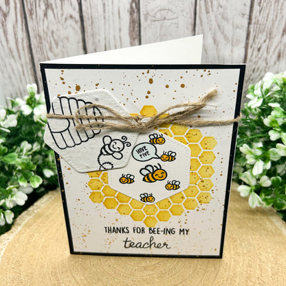 Eco-friendly Bee Handmade Teacher Thank You Card With Seed Paper Gift-1