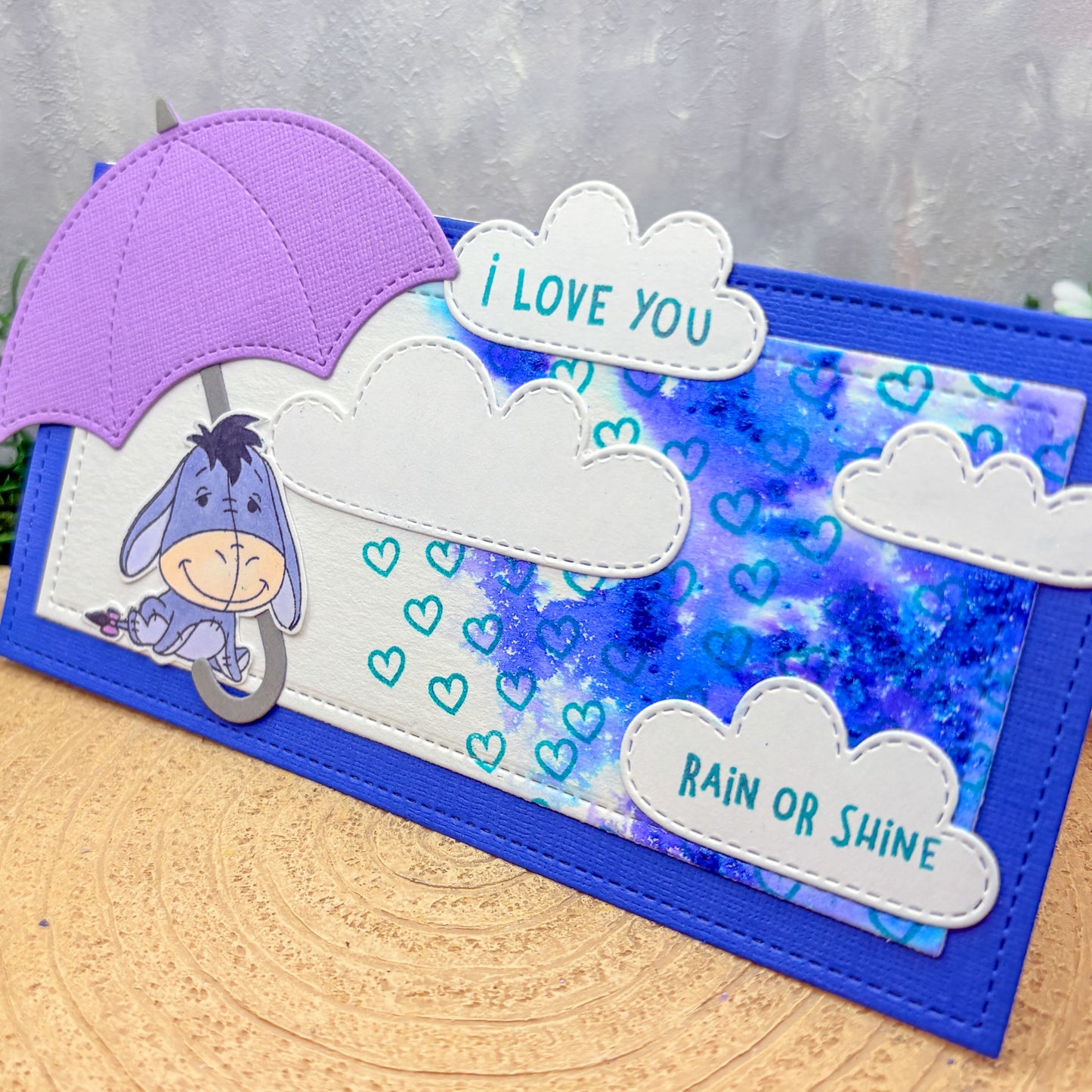 Eeyore I love You Rain Or Shine Handmade Character Card