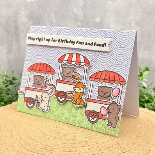 Fairground Food Carts Handmade Birthday Card-1