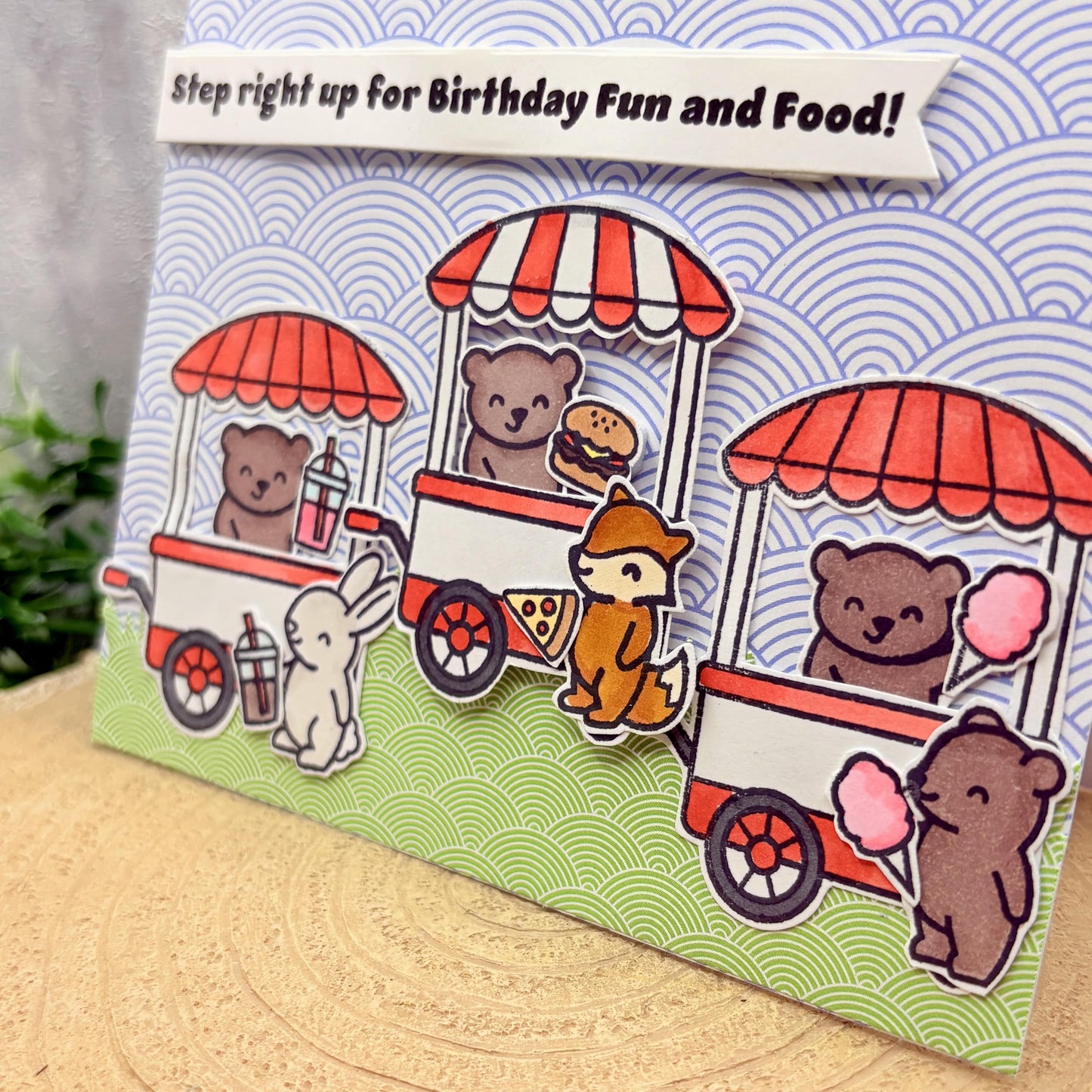 Fairground Food Carts Handmade Birthday Card-2