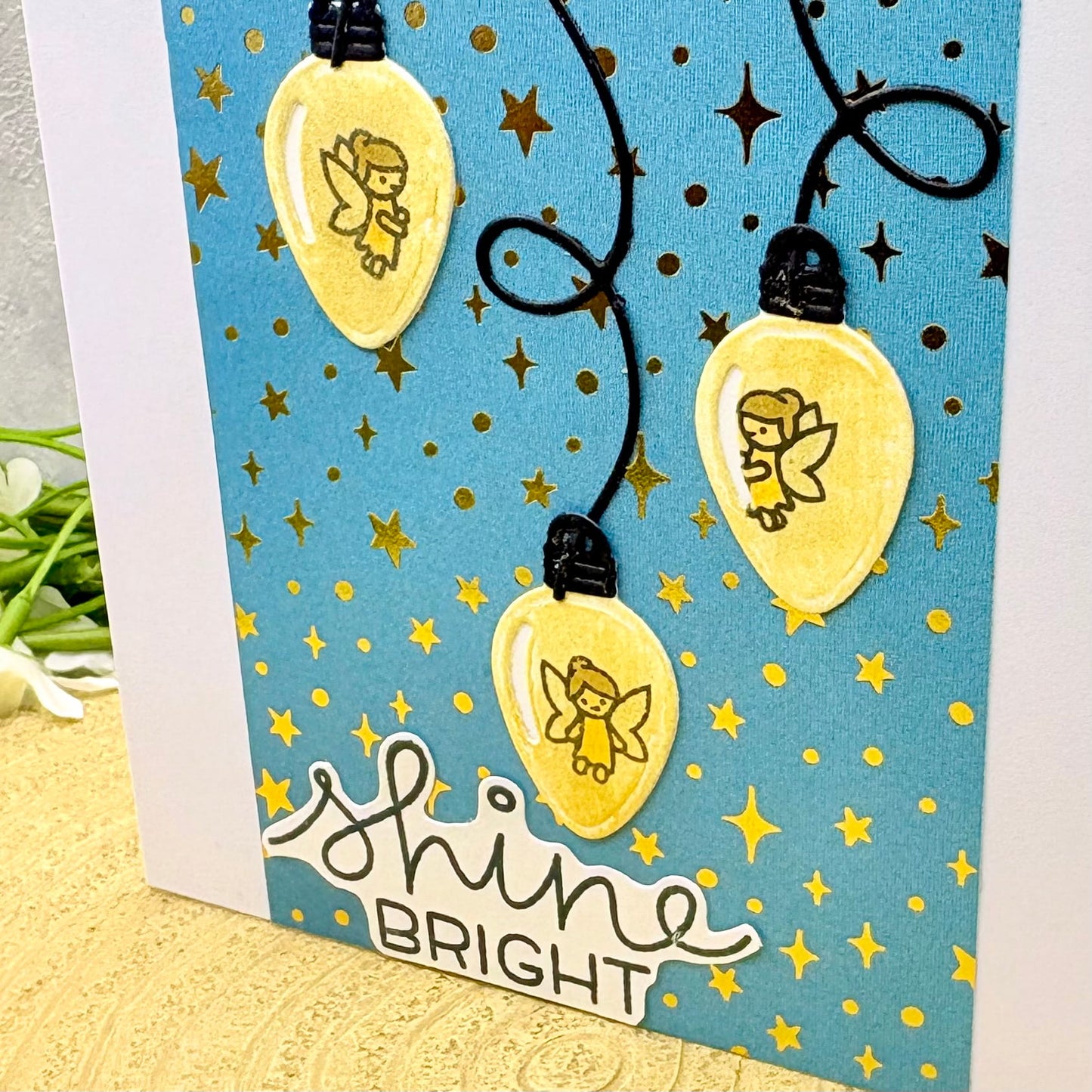 Fairy Lights Shine Bright Handmade Christmas Card-2