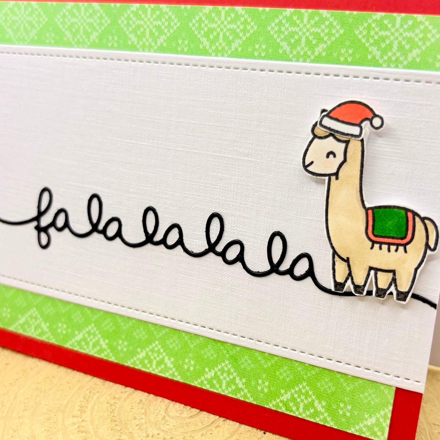 Fa la la Llama Handmade Christmas Card-2