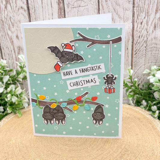 Fangtastic Festive Bats Handmade Christmas Card-1