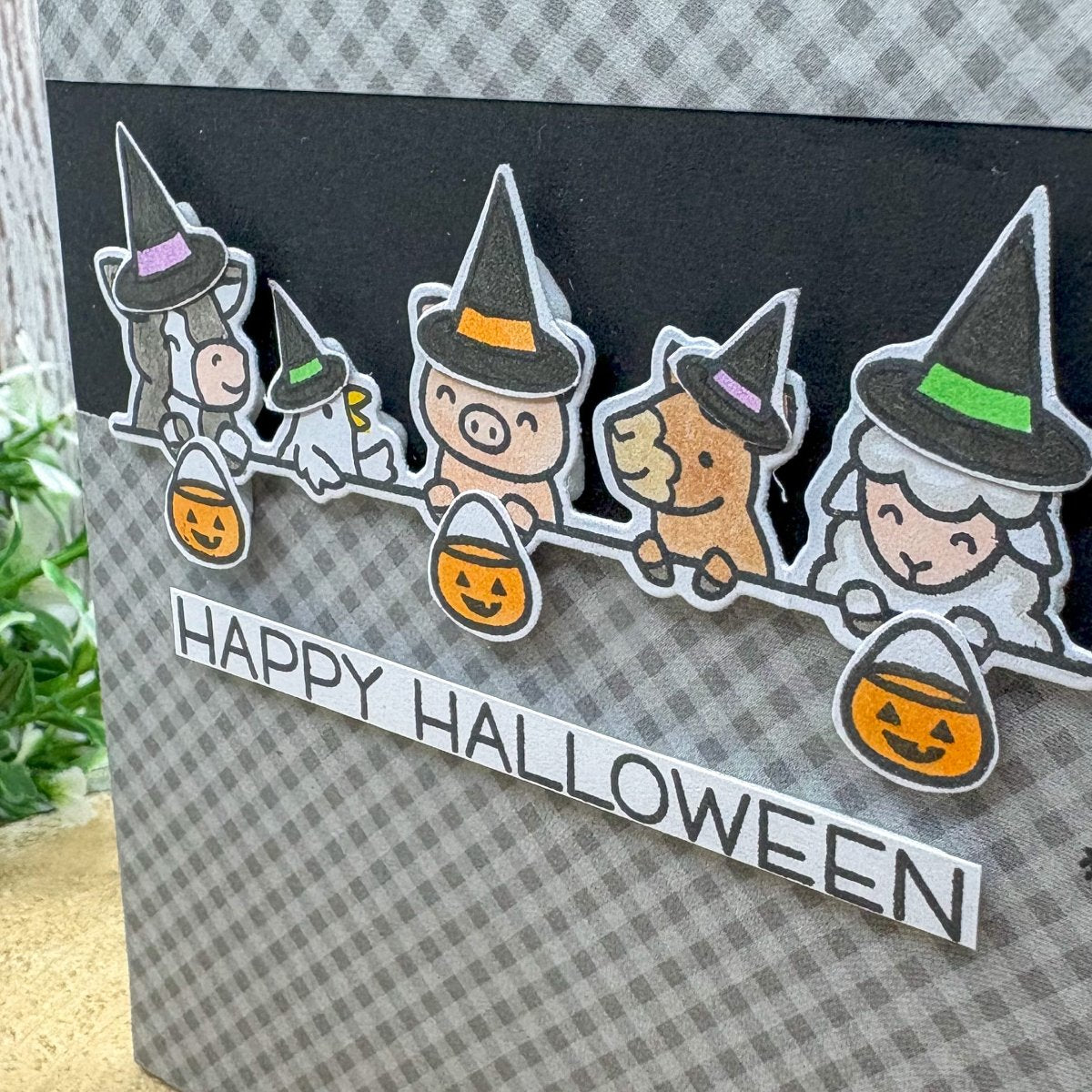 Farm Animals Handmade Halloween Card-2