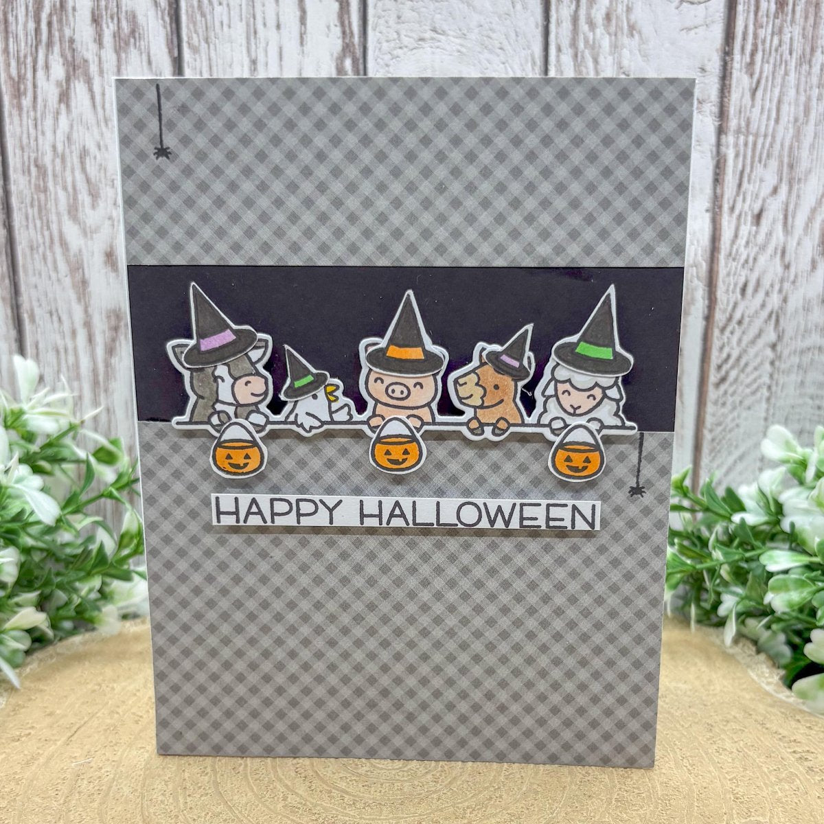 Farm Animals Handmade Halloween Card