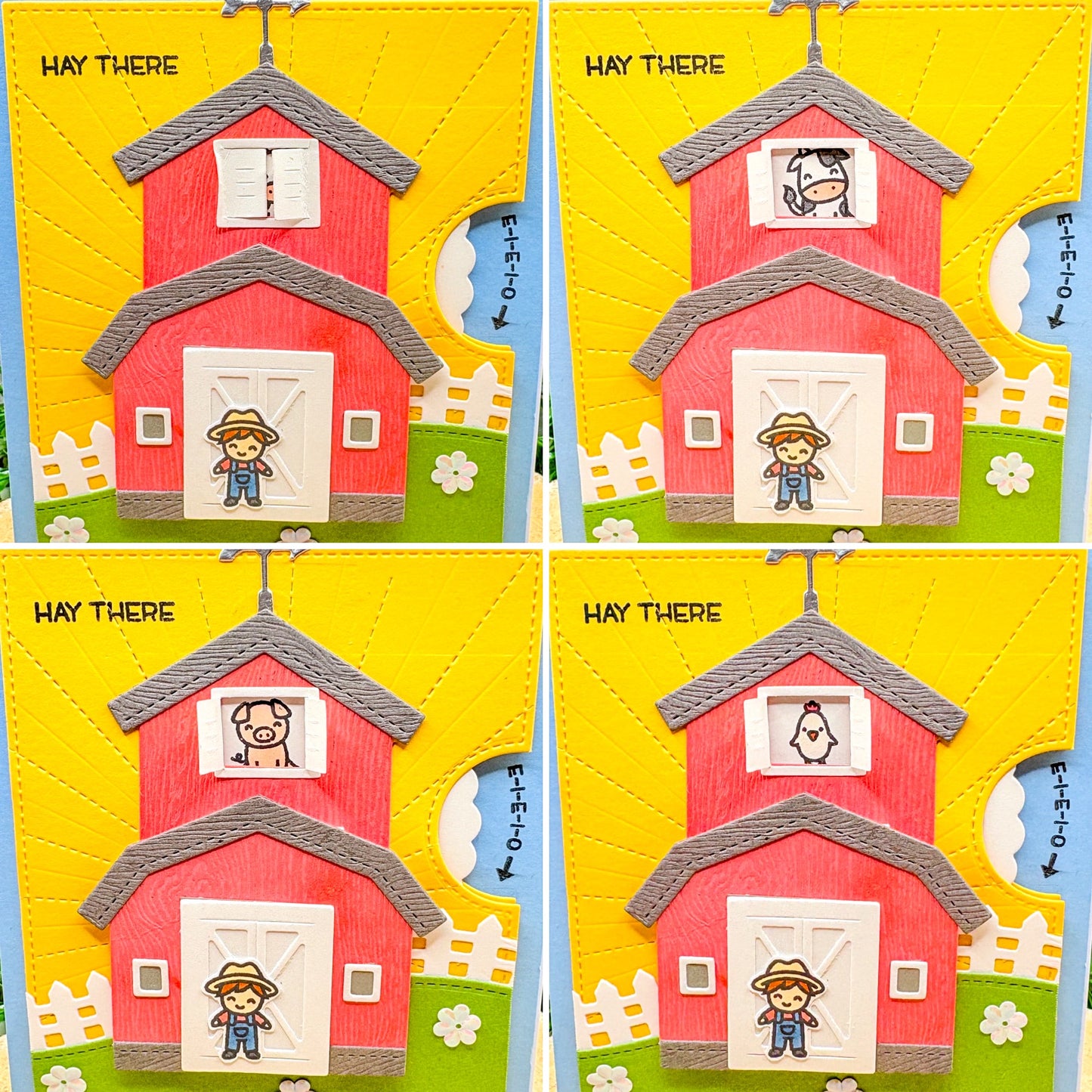 Farm Barn From The Whole Herd Handmade Reveal Wheel Card-3