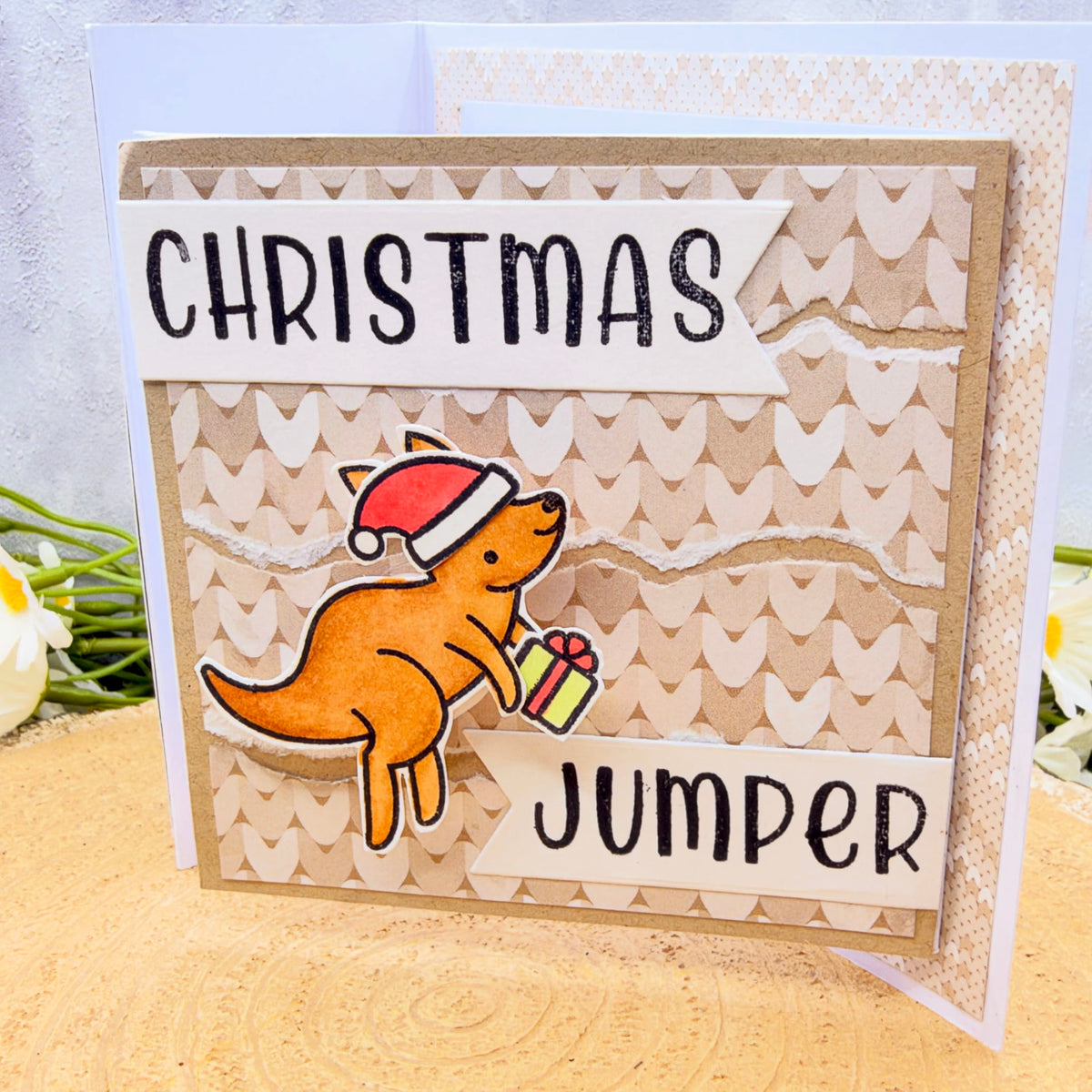 Festive Kangaroo Handmade Christmas Card-2
