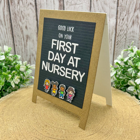 First Day At Nursery Handmade Good Luck Card