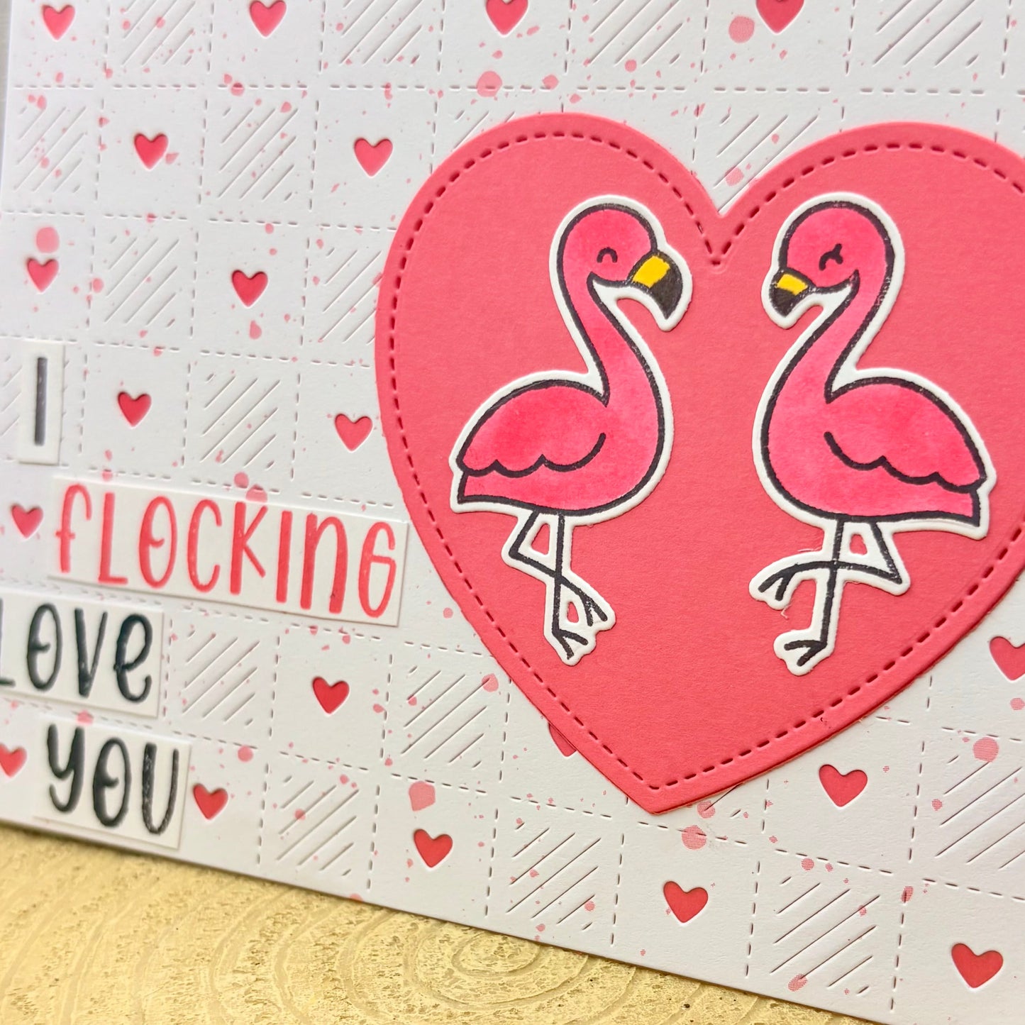 Flamingo Couple I Flocking Love You Handmade Card-2