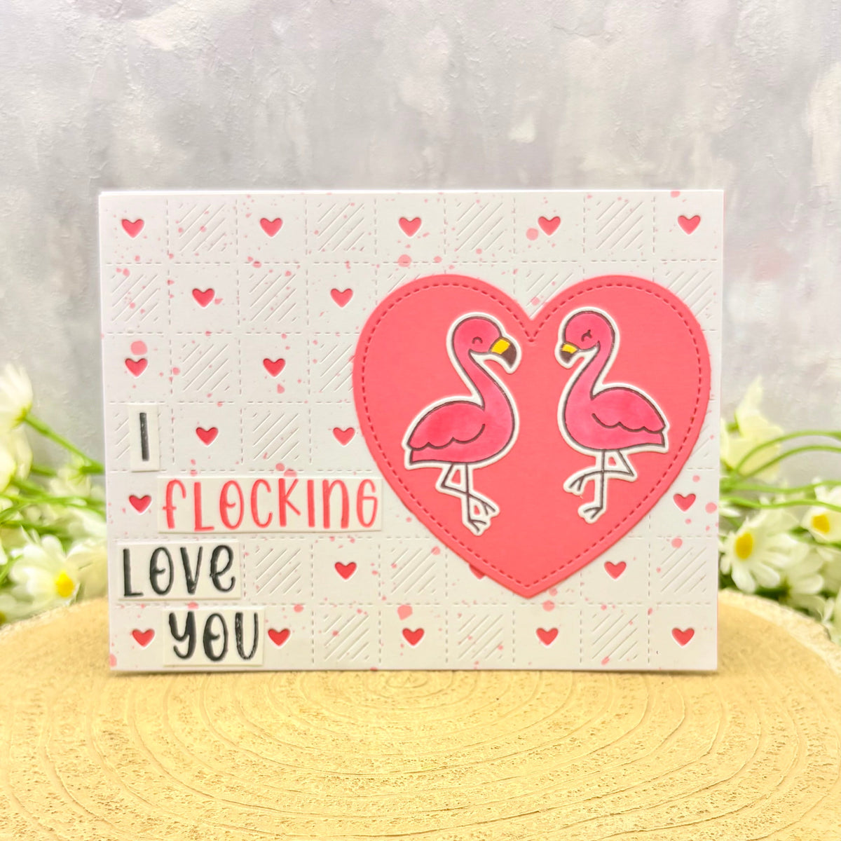 Flamingo Couple I Flocking Love You Handmade Card