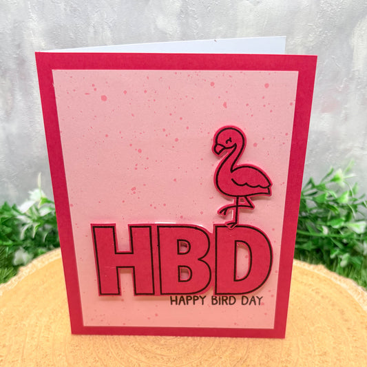 Flamingo Happy Bird Day Handmade Birthday Card-1