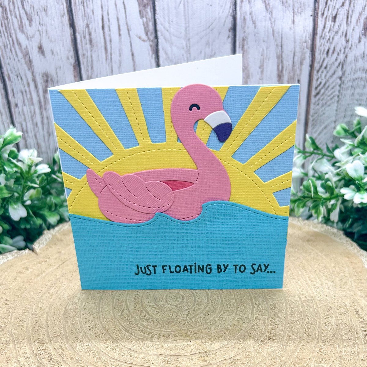 Floating Flamingo Mini Handmade Birthday Card-1
