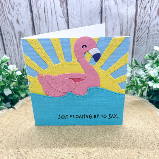 Floating Flamingo Mini Handmade Birthday Card-1