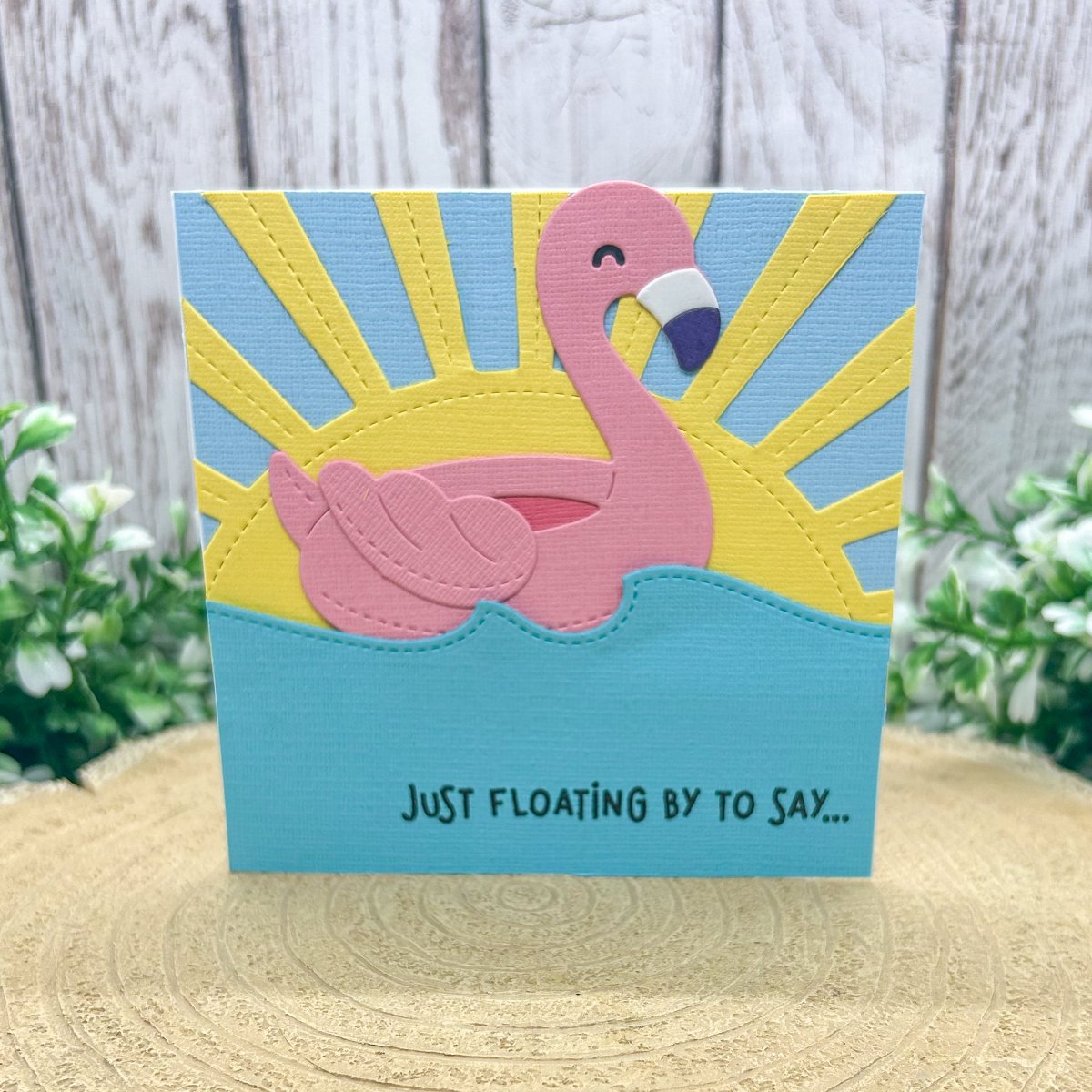 Floating Flamingo Mini Handmade Birthday Card