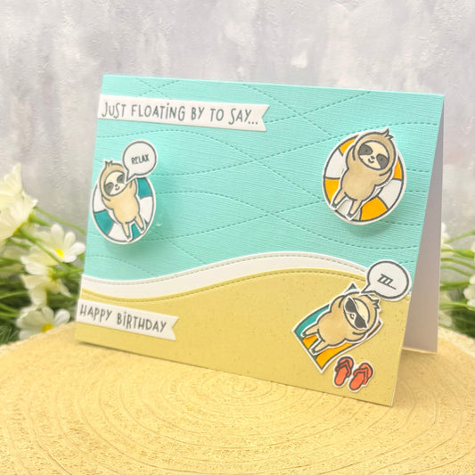 Floating Sloths Handmade Birthday Card-1