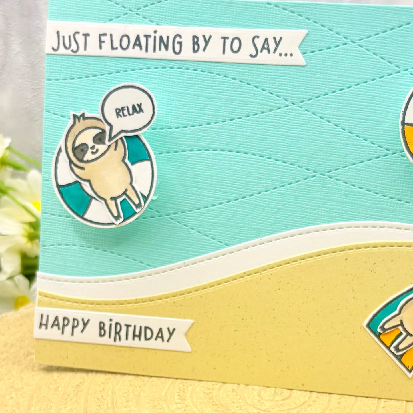 Floating Sloths Handmade Birthday Card-2