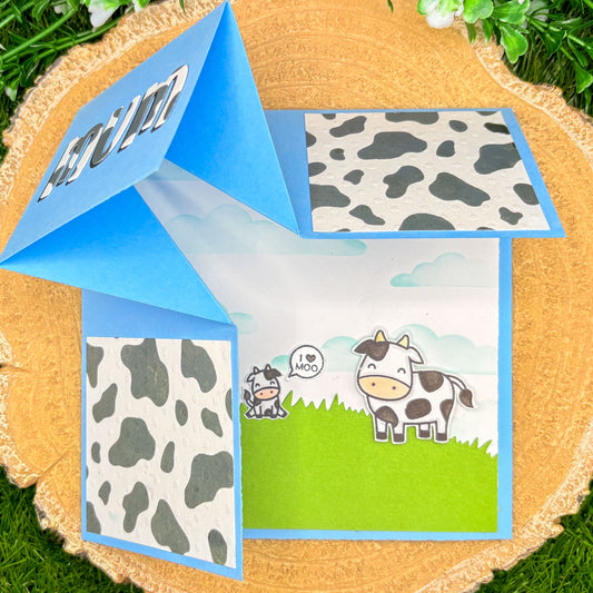 Fold Out Mum I Love Moo Handmade Birthday Card-1