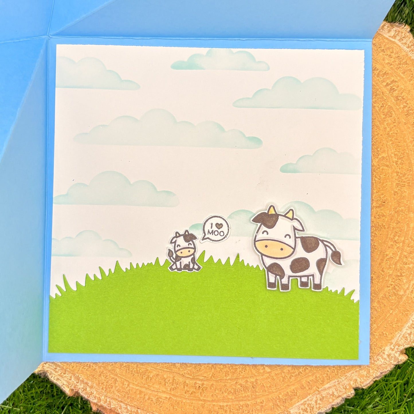 Fold Out Mum I Love Moo Handmade Birthday Card-2