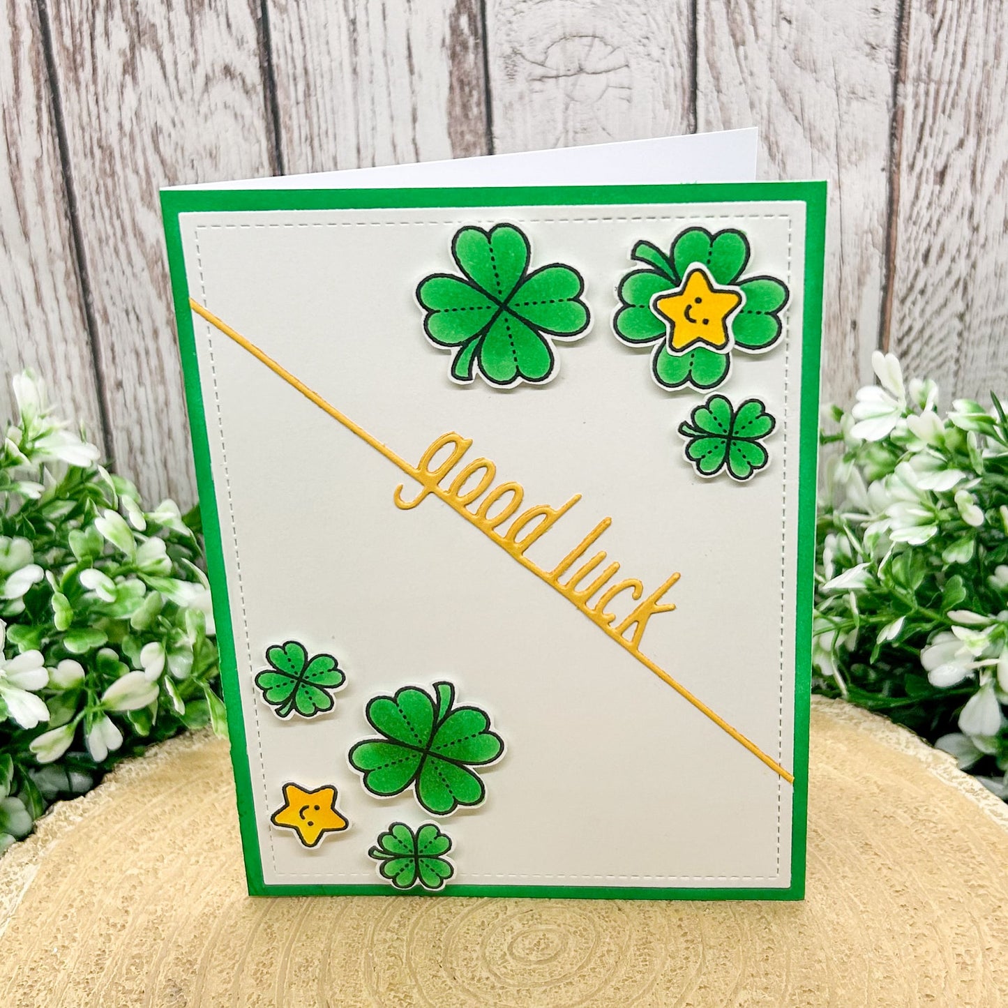 Four Leaf Clover Handmade Good Luck Card