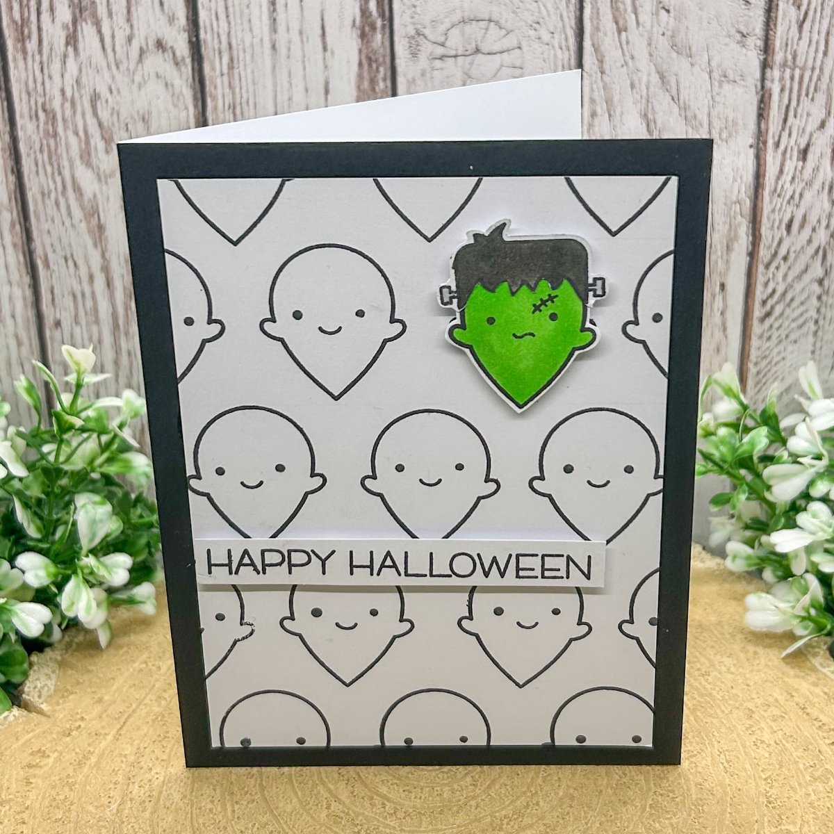 Frankenstein's Monster Happy Halloween Handmade Card-1