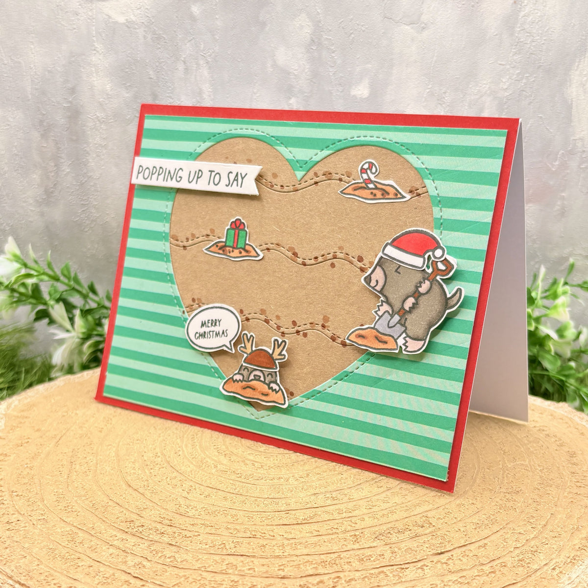 Funny Festive Moles Handmade Christmas Card-1