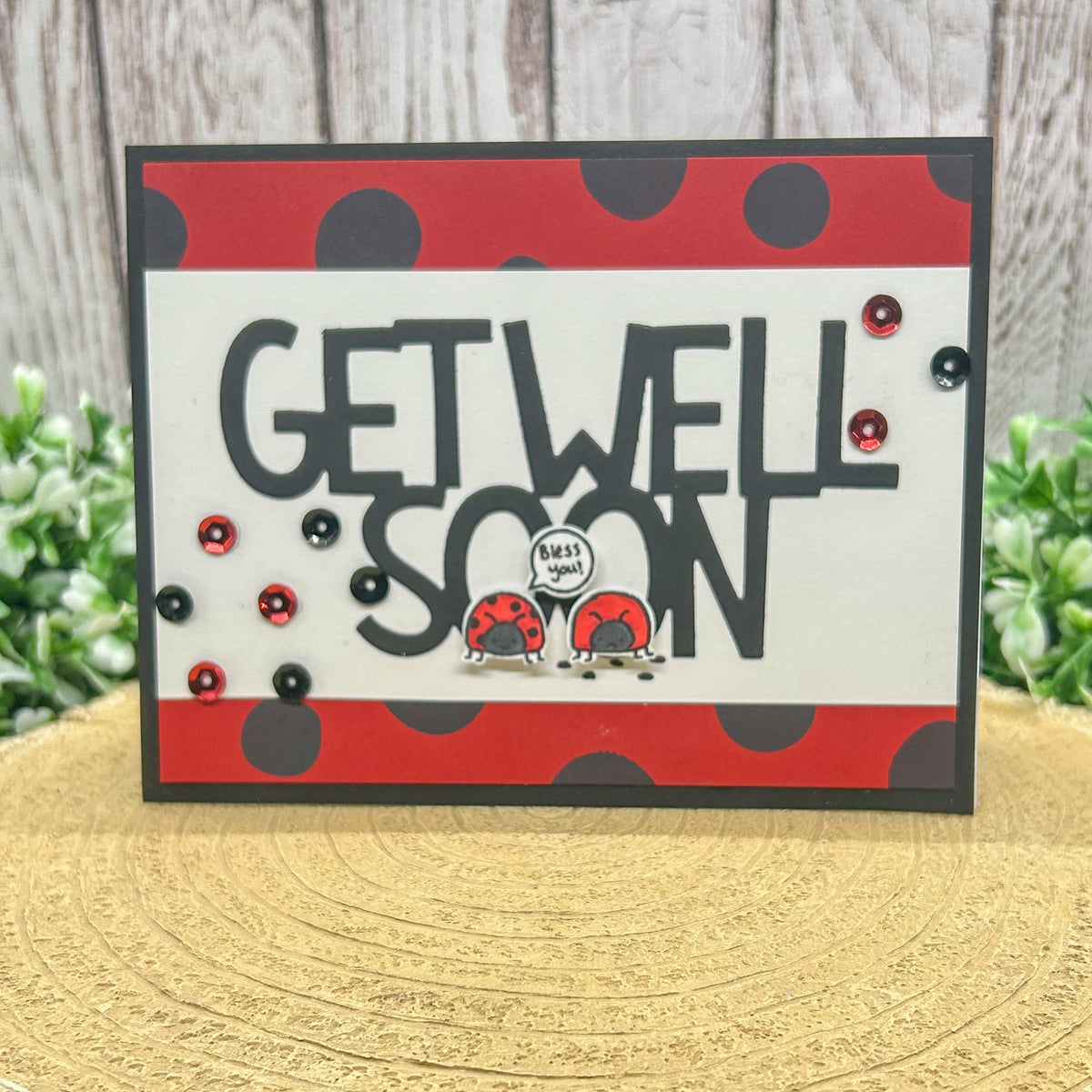 Funny Ladybird Design Handmade Get Well Card