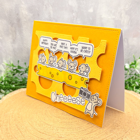 Funny Mice & Cheese Puns Handmade Birthday Card-1