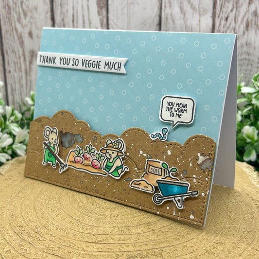 Gardening Mice Pun Handmade Thank You Card-1
