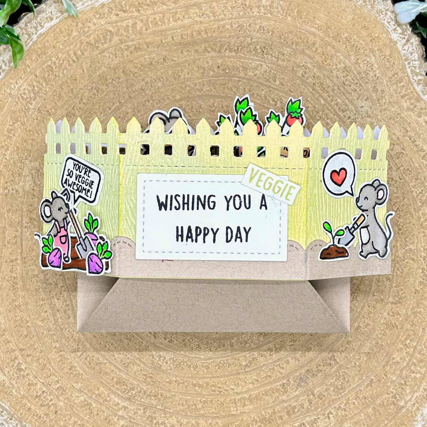 Gardening Mice Veggie Patch Handmade Pop Up Card-4