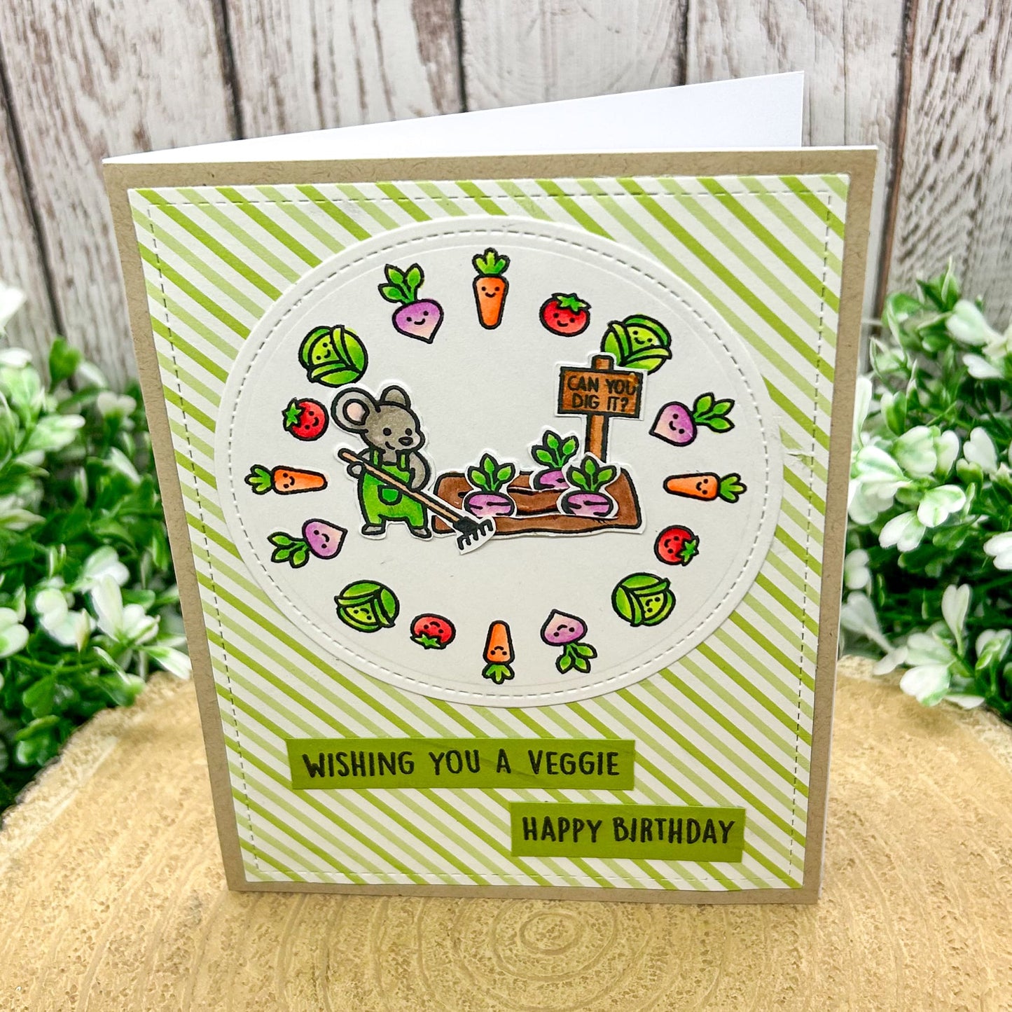 Gardening Mouse Veggie Happy Day Handmade Birthday Card-1