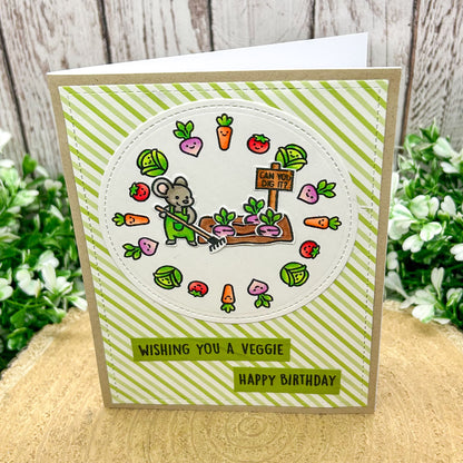Gardening Mouse Veggie Happy Day Handmade Birthday Card-1