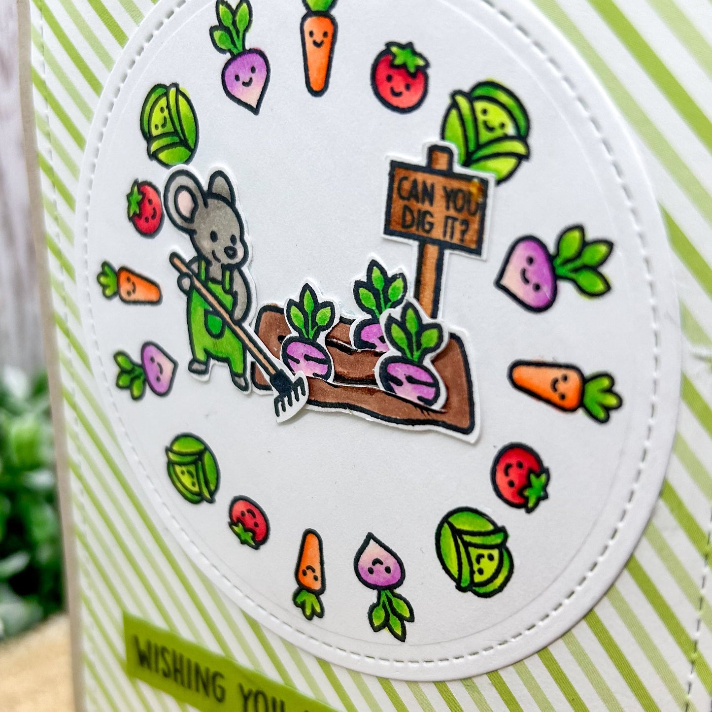 Gardening Mouse Veggie Happy Day Handmade Birthday Card-2